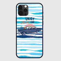 Чехол для iPhone 12 Pro Enjoy blue classic car, цвет: 3D-черный