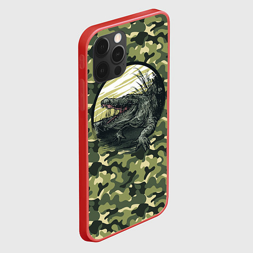 Чехол iPhone 12 Pro Аллигатор: камуфляж / 3D-Красный – фото 2