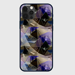 Чехол для iPhone 12 Pro Полигональный абстрактный: бежевый, коричневый, си, цвет: 3D-черный