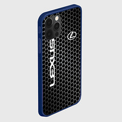 Чехол для iPhone 12 Pro Lexus соты карбон, цвет: 3D-тёмно-синий — фото 2