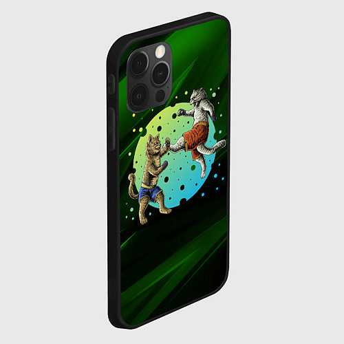 Чехол iPhone 12 Pro Кошачий бой - карате / 3D-Черный – фото 2