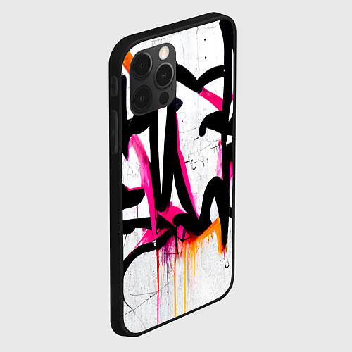 Чехол iPhone 12 Pro Крупные граффити узоры / 3D-Черный – фото 2