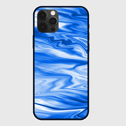 Чехол для iPhone 12 Pro Бело синий абстрактный фон Волны, цвет: 3D-черный