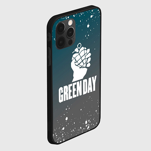 Чехол iPhone 12 Pro Green day - брызги / 3D-Черный – фото 2