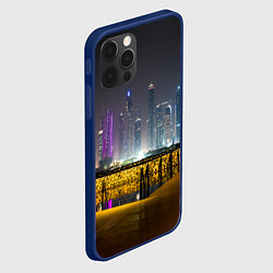 Чехол для iPhone 12 Pro Неоновый ночной город и мост, цвет: 3D-тёмно-синий — фото 2