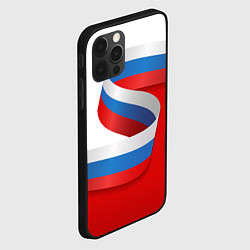 Чехол для iPhone 12 Pro Лента триколор на красно-белом фоне, цвет: 3D-черный — фото 2