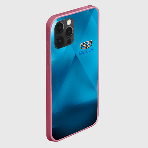 Чехол iPhone 12 Pro Geely - абстракция / 3D-Малиновый – фото 2