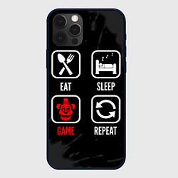 Чехол для iPhone 12 Pro Eat, sleep, FNAF, repeat, цвет: 3D-черный