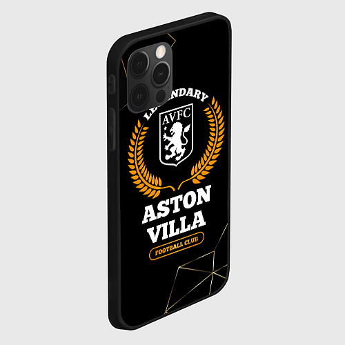 Чехол iPhone 12 Pro Лого Aston Villa и надпись legendary football club / 3D-Черный – фото 2