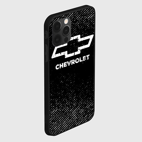 Чехол iPhone 12 Pro Chevrolet с потертостями на темном фоне / 3D-Черный – фото 2