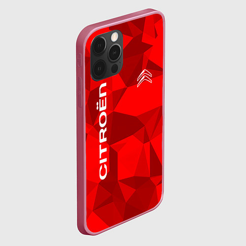 Чехол iPhone 12 Pro Citroёn - logo / 3D-Малиновый – фото 2