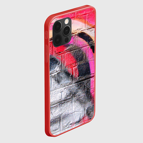 Чехол iPhone 12 Pro Граффити на кирпичной стене - фрагмент / 3D-Красный – фото 2