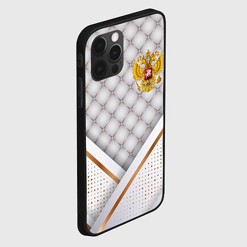 Чехол iPhone 12 Pro Герб России white gold / 3D-Черный – фото 2