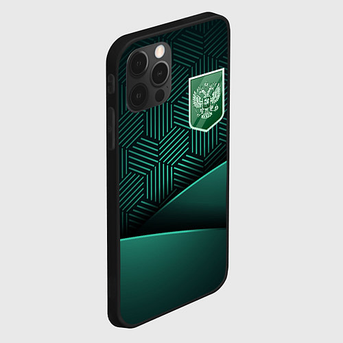 Чехол iPhone 12 Pro Зеленый герб России / 3D-Черный – фото 2