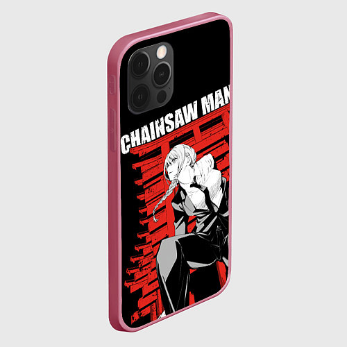 Чехол iPhone 12 Pro Chainsaw - Макима / 3D-Малиновый – фото 2