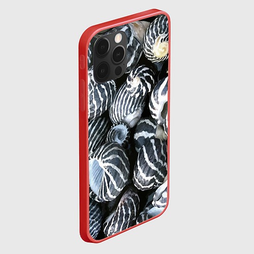 Чехол iPhone 12 Pro Паттерн из океанских ракушек / 3D-Красный – фото 2