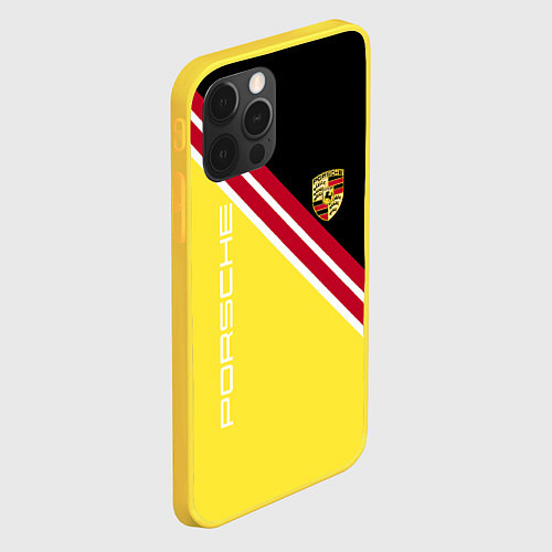 Чехол iPhone 12 Pro Porsche - полосы / 3D-Желтый – фото 2