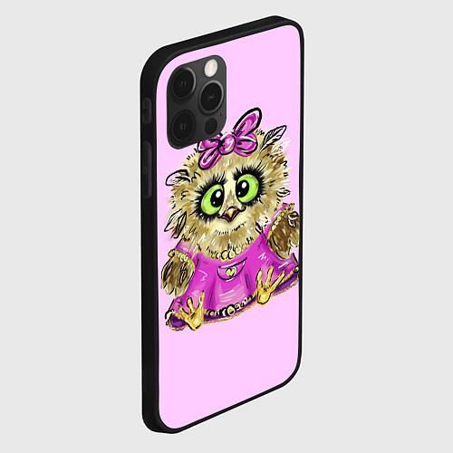 Чехол iPhone 12 Pro Совушка бейби / 3D-Черный – фото 2