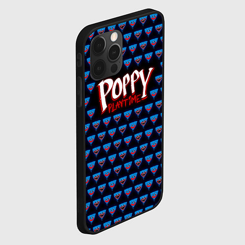 Чехол iPhone 12 Pro Poppy Playtime - Huggy Wuggy Pattern / 3D-Черный – фото 2