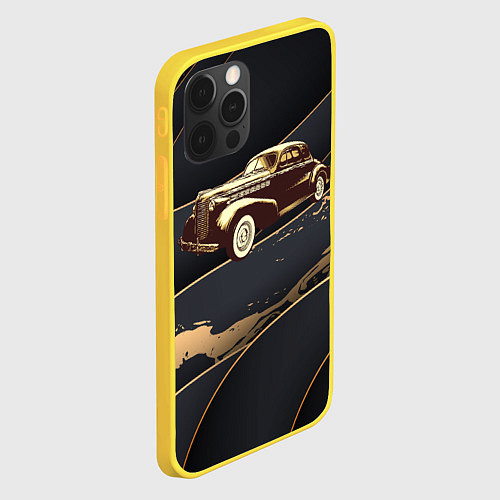 Чехол iPhone 12 Pro Рисунок ретро - автомобиля / 3D-Желтый – фото 2