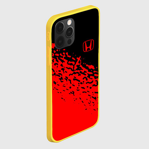 Чехол iPhone 12 Pro Honda - красные брызги / 3D-Желтый – фото 2