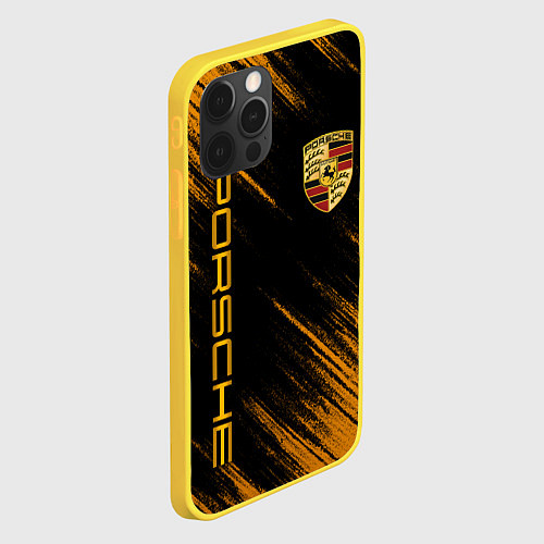 Чехол iPhone 12 Pro Порше - Оранжевые потертости / 3D-Желтый – фото 2