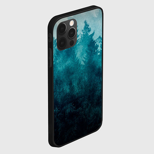 Чехол iPhone 12 Pro Темный хвойный лес / 3D-Черный – фото 2