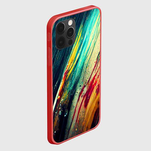 Чехол iPhone 12 Pro Темные и яркие потеки краски / 3D-Красный – фото 2