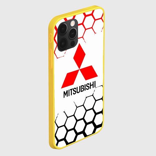 Чехол iPhone 12 Pro Mitsubishi - логотип / 3D-Желтый – фото 2