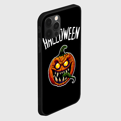 Чехол iPhone 12 Pro Halloween - светильник Джека / 3D-Черный – фото 2