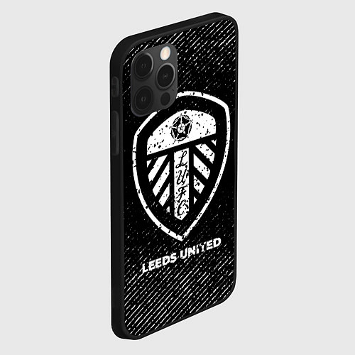 Чехол iPhone 12 Pro Leeds United с потертостями на темном фоне / 3D-Черный – фото 2