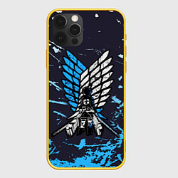 Чехол для iPhone 12 Pro Атака Титанов синяя краска, цвет: 3D-желтый