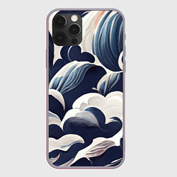 Чехол для iPhone 12 Pro Узоры из облаков, цвет: 3D-серый
