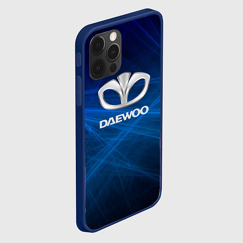 Чехол iPhone 12 Pro Daewoo - лучи / 3D-Тёмно-синий – фото 2