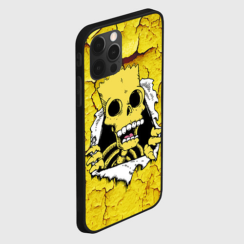 Чехол iPhone 12 Pro Скелет Барта Симпсона разрывает штукатурку стены / 3D-Черный – фото 2