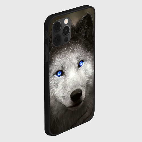 Чехол iPhone 12 Pro Волчица с голубыми глазами / 3D-Черный – фото 2