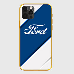 Чехол для iPhone 12 Pro Ford - СИНЯЯ ПОЛОСА, цвет: 3D-желтый