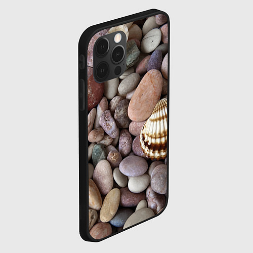 Чехол iPhone 12 Pro Морские камни и ракушки / 3D-Черный – фото 2