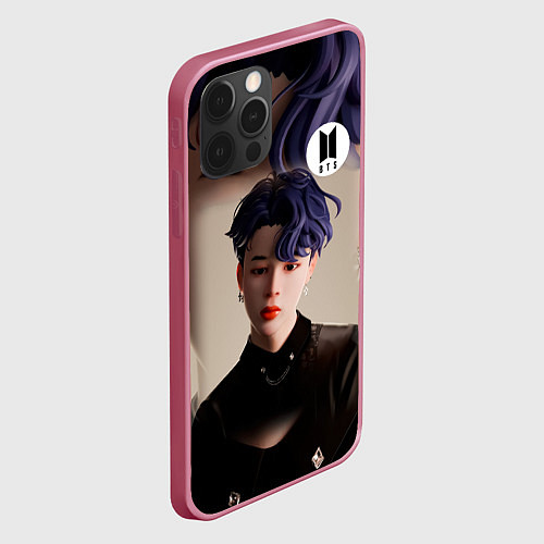 Чехол iPhone 12 Pro BTS BLACK SWAN ART / 3D-Малиновый – фото 2