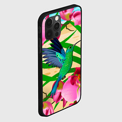 Чехол для iPhone 12 Pro Колибри и орхидеи, цвет: 3D-черный — фото 2