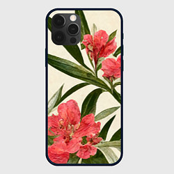 Чехол для iPhone 12 Pro Олеандр Элегантные цветы, цвет: 3D-черный