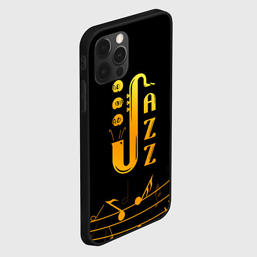 Чехол iPhone 12 Pro Jazz - ноты / 3D-Черный – фото 2