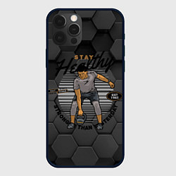 Чехол для iPhone 12 Pro Спорт - атлет с гирей, цвет: 3D-черный