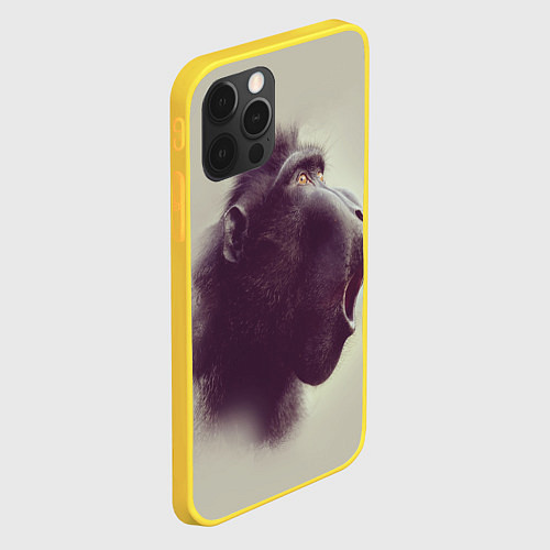Чехол iPhone 12 Pro Удивленная обезьяна / 3D-Желтый – фото 2