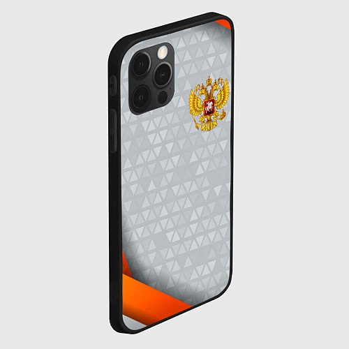 Чехол iPhone 12 Pro Orange & silver Russia / 3D-Черный – фото 2