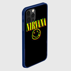 Чехол для iPhone 12 Pro Nirvana logo glitch, цвет: 3D-тёмно-синий — фото 2