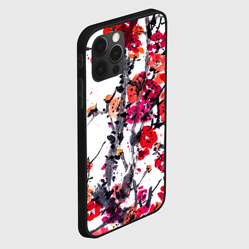 Чехол iPhone 12 Pro Живописная ветка сакуры / 3D-Черный – фото 2