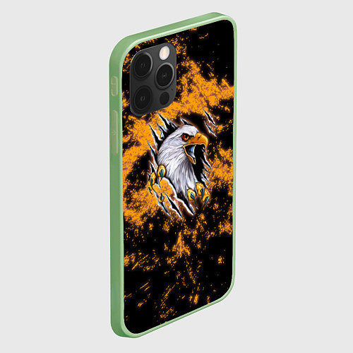 Чехол iPhone 12 Pro Орел в огне / 3D-Салатовый – фото 2