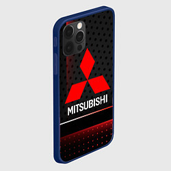 Чехол для iPhone 12 Pro Mitsubishi Абстракция карбон, цвет: 3D-тёмно-синий — фото 2