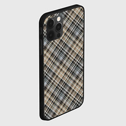 Чехол для iPhone 12 Pro Классический клетчатый , бежево-коричневый фон, цвет: 3D-черный — фото 2